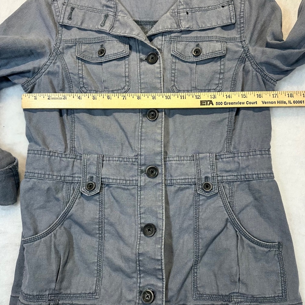 Eddie Bauer Utility Safari Jacket Women S Blue Gray Gorpcore Worn In Outdoorsy - Picture 6 of 11